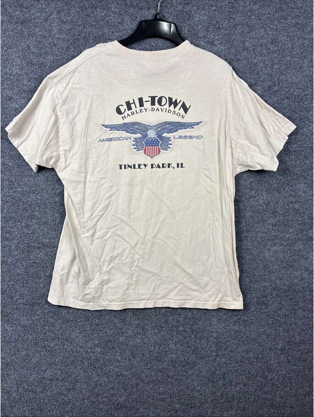 Harley Davidson Mens XL Beige Chi-Town Chicago S/S Shirt USA Vintage '06